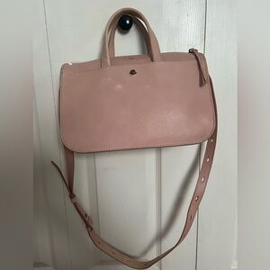 Madewell Pink Leather Handbag with Shoulder Stap